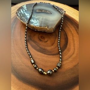 Beautiful black and gold glass beaded necklace